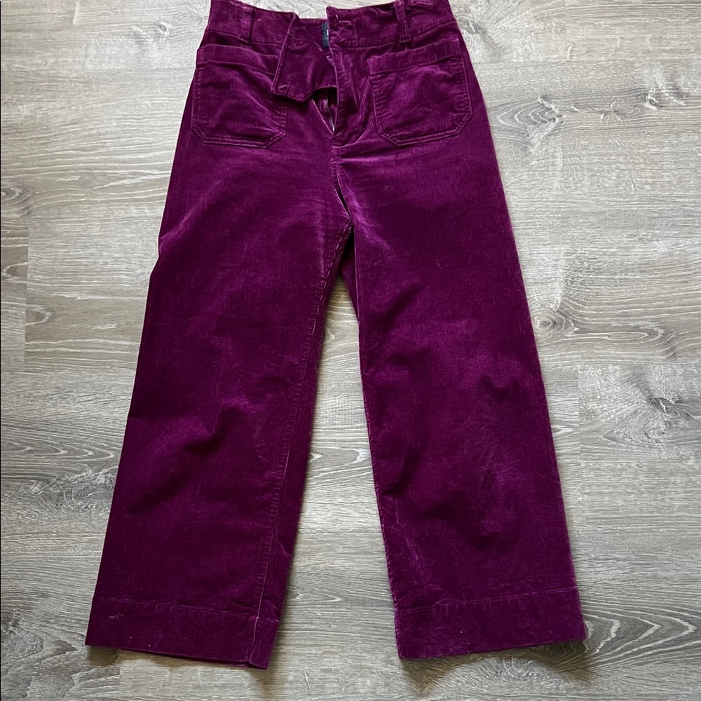 The Colette Wide-Leg Corduroy Pants in Deep Plum